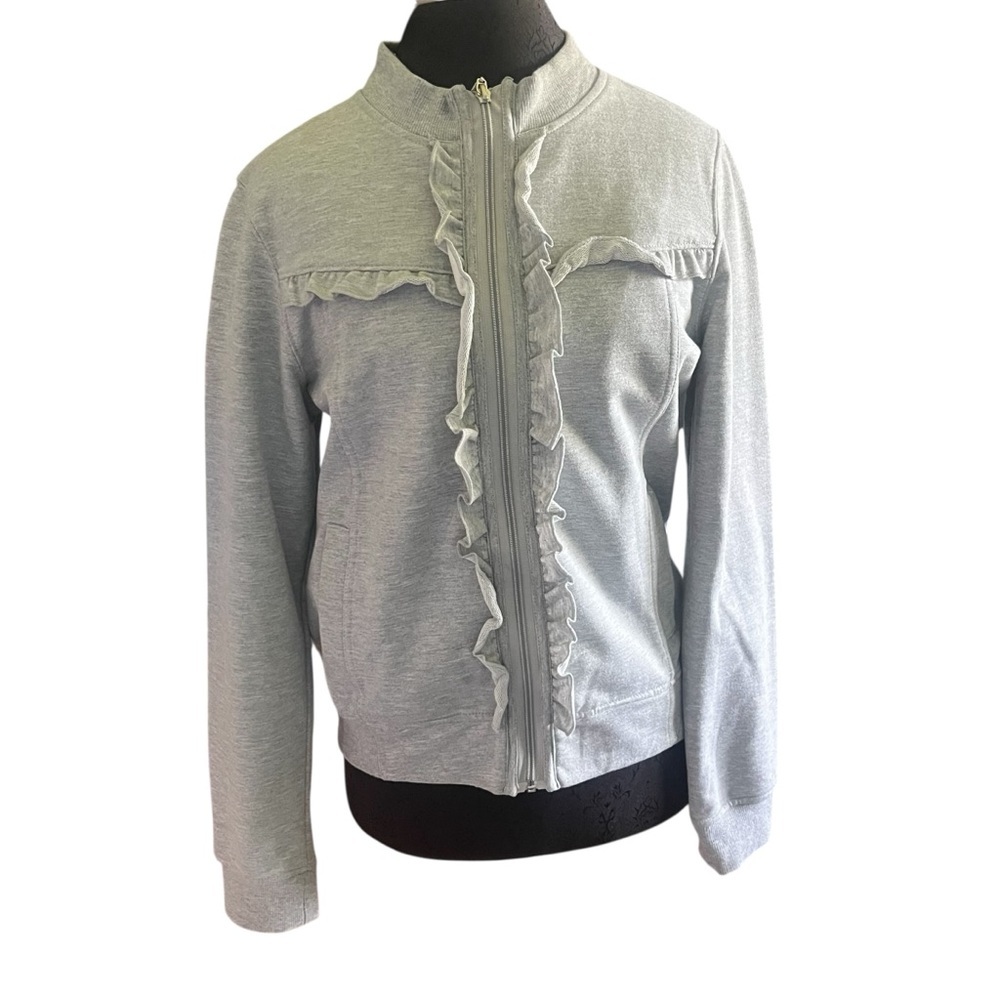 Sanctuary Light Gray Ruffle Zip-Up Jacket - Picture 6 of 6